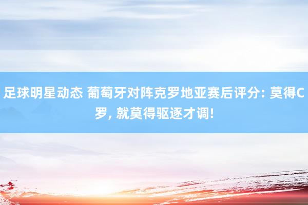 足球明星动态 葡萄牙对阵克罗地亚赛后评分: 莫得C罗, 就莫得驱逐才调!