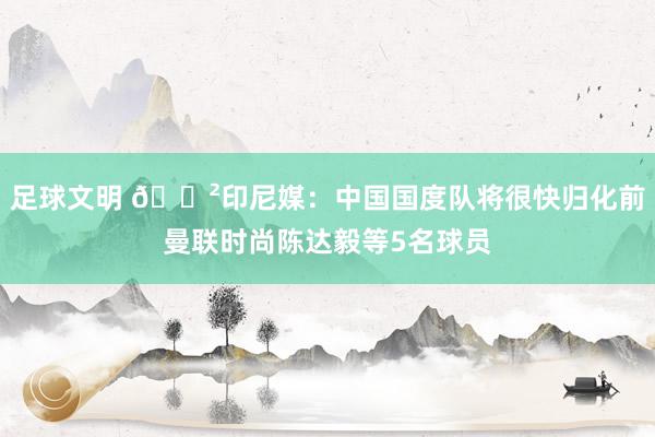 足球文明 😲印尼媒：中国国度队将很快归化前曼联时尚陈达毅等5名球员