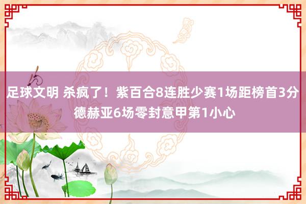 足球文明 杀疯了！紫百合8连胜少赛1场距榜首3分 德赫亚6场零封意甲第1小心