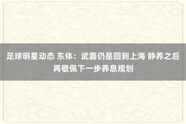 足球明星动态 东体：武磊仍是回到上海 静养之后再敬佩下一步养息规划