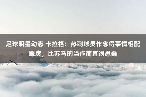 足球明星动态 卡拉格：热刺球员作念得事情相配罪戾，比苏马的当作简直很愚蠢