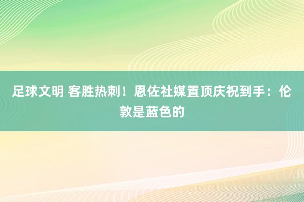 足球文明 客胜热刺！恩佐社媒置顶庆祝到手：伦敦是蓝色的