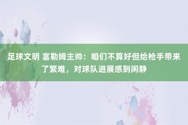 足球文明 富勒姆主帅：咱们不算好但给枪手带来了繁难，对球队进展感到闲静